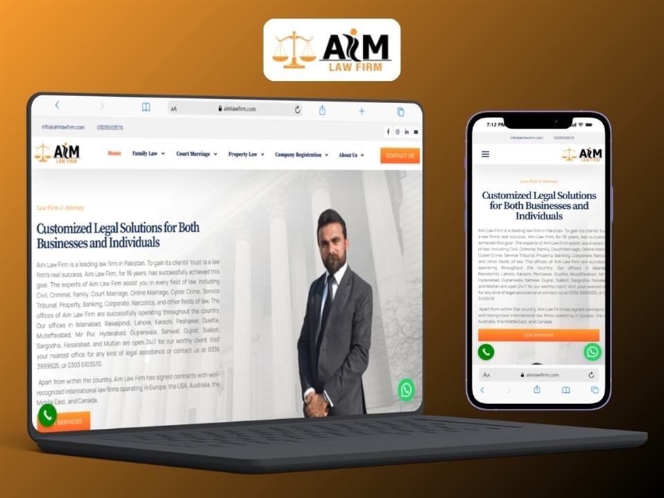 Aim Law Firm website mockup