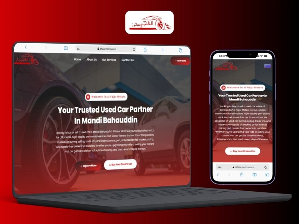 Al Fajar Motors website mockup