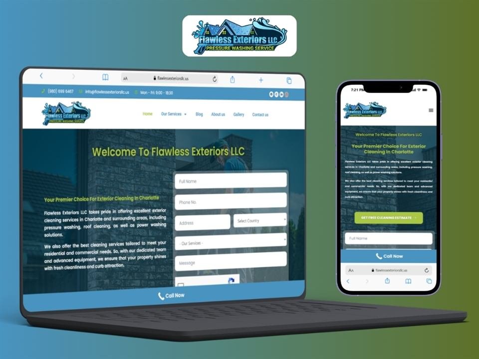 Flawless Exteriors LLC website mockup