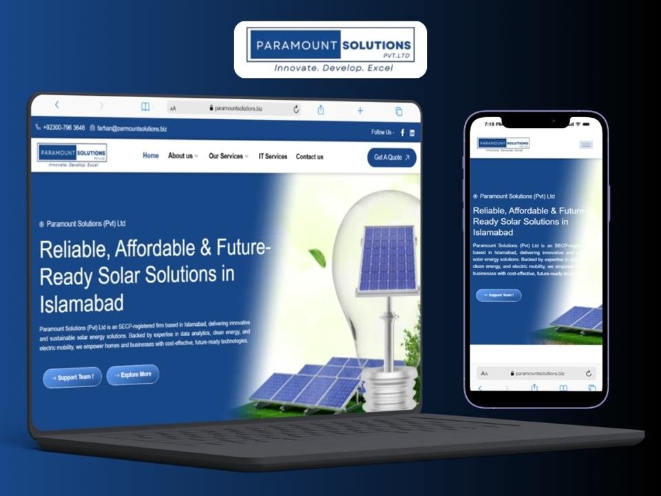 Paramount Solutions website mockup
